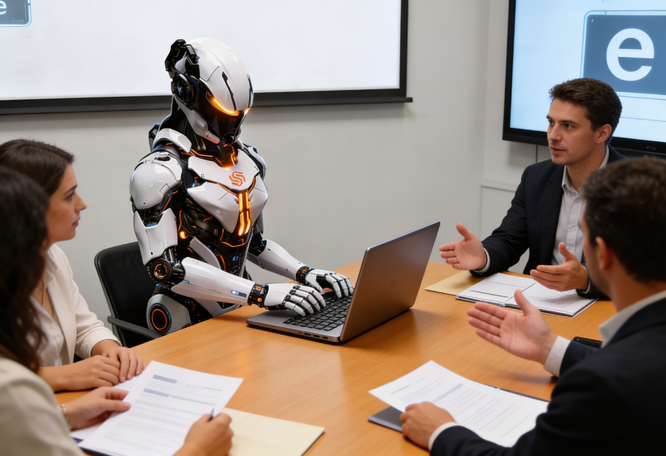 Enterprise team reviewing AI operations on a laptop