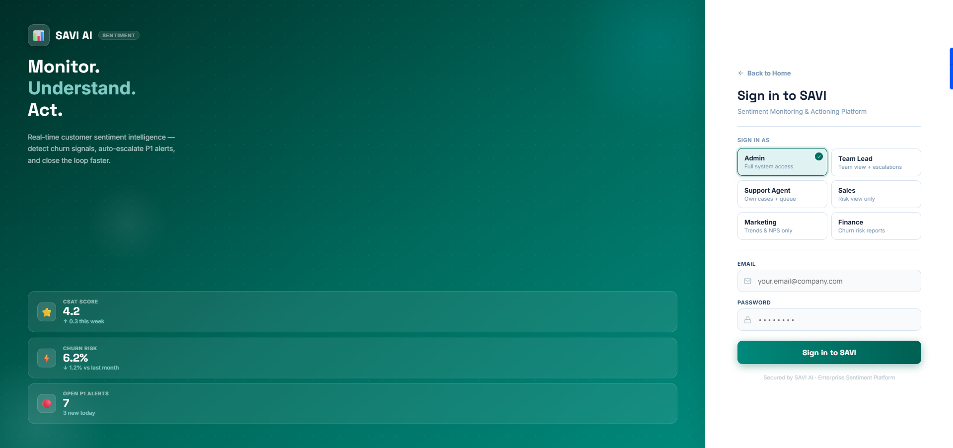 SAVI AI Sentiment Monitoring